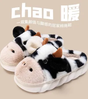 2022 New Cute Mucca Pantofole di Cotone Delle Donne di Inverno Casa Scarpe di Cotone Antiscivolo Caldo Fondo Spesso Baotou Panto