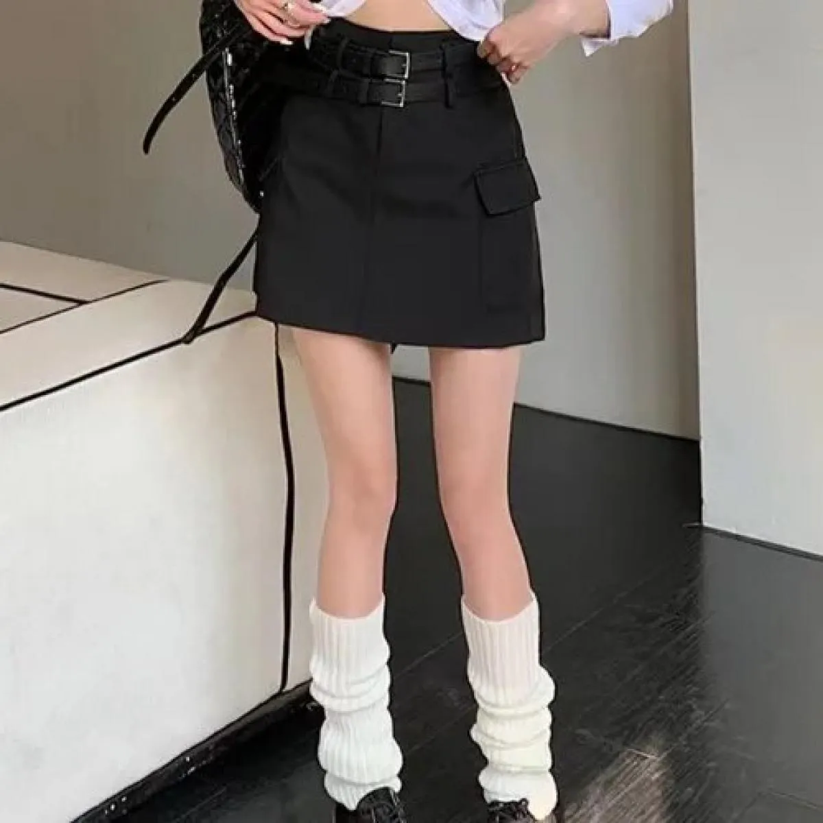 Cargo  Style  Clothes Jupe Harajuku Mini Grey Suits Faldas Mujer Moda 2023 Slim Wrap Hip Black Skirts Ropa Spring