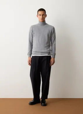 Dolcevita in maglia rasata misto cashmere