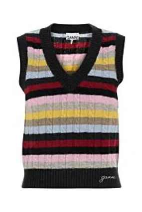Embroidered wool blend vest    