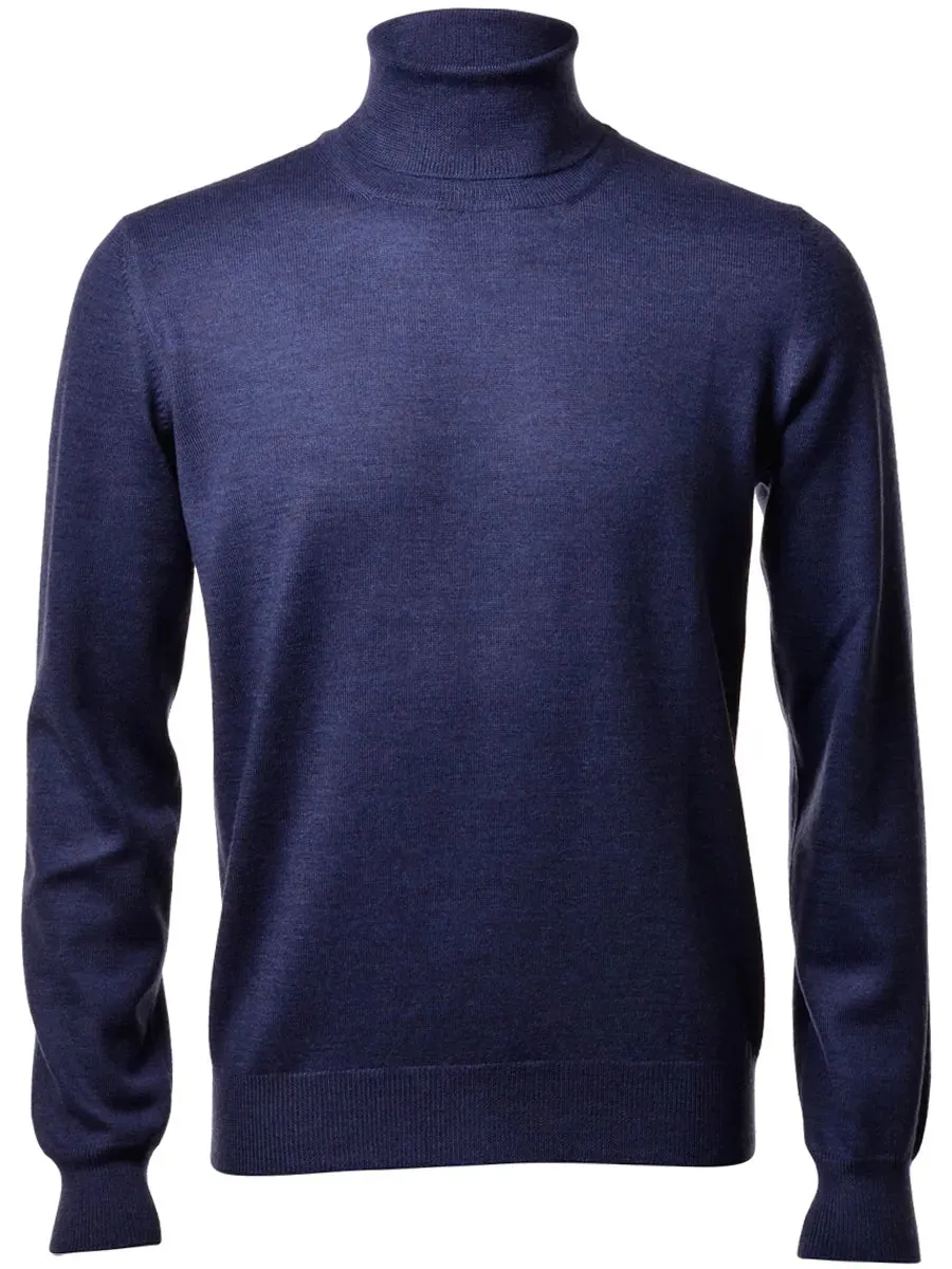 Maglione Dolcevita Lana Merinos Gran Sasso Navy da Uomo
