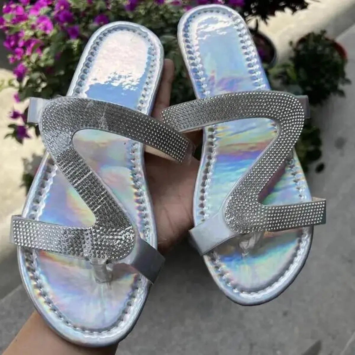 Pantofole piatte estive da donna Bling Scarpe in morbida gelatina trasparenti Infradito femminili Sandali da spiaggia per estern