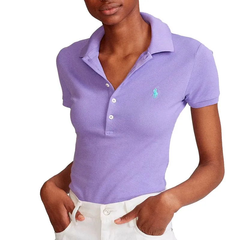 Polo Slim fit stretch viola con pony 