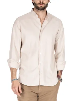 Positano - Camicia coreana beige in lino