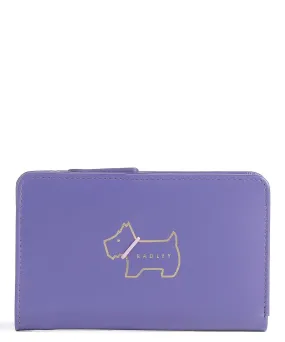  Radley London Heritage Dog Outline Portafoglio pelle di vacchetta finemente grana viola  