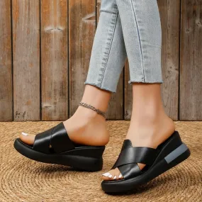 Sandali da donna estivi alla moda Pantofole con zeppa di lusso Scarpe con plateau nere per scarpe da donna Zapatos De Mujer
