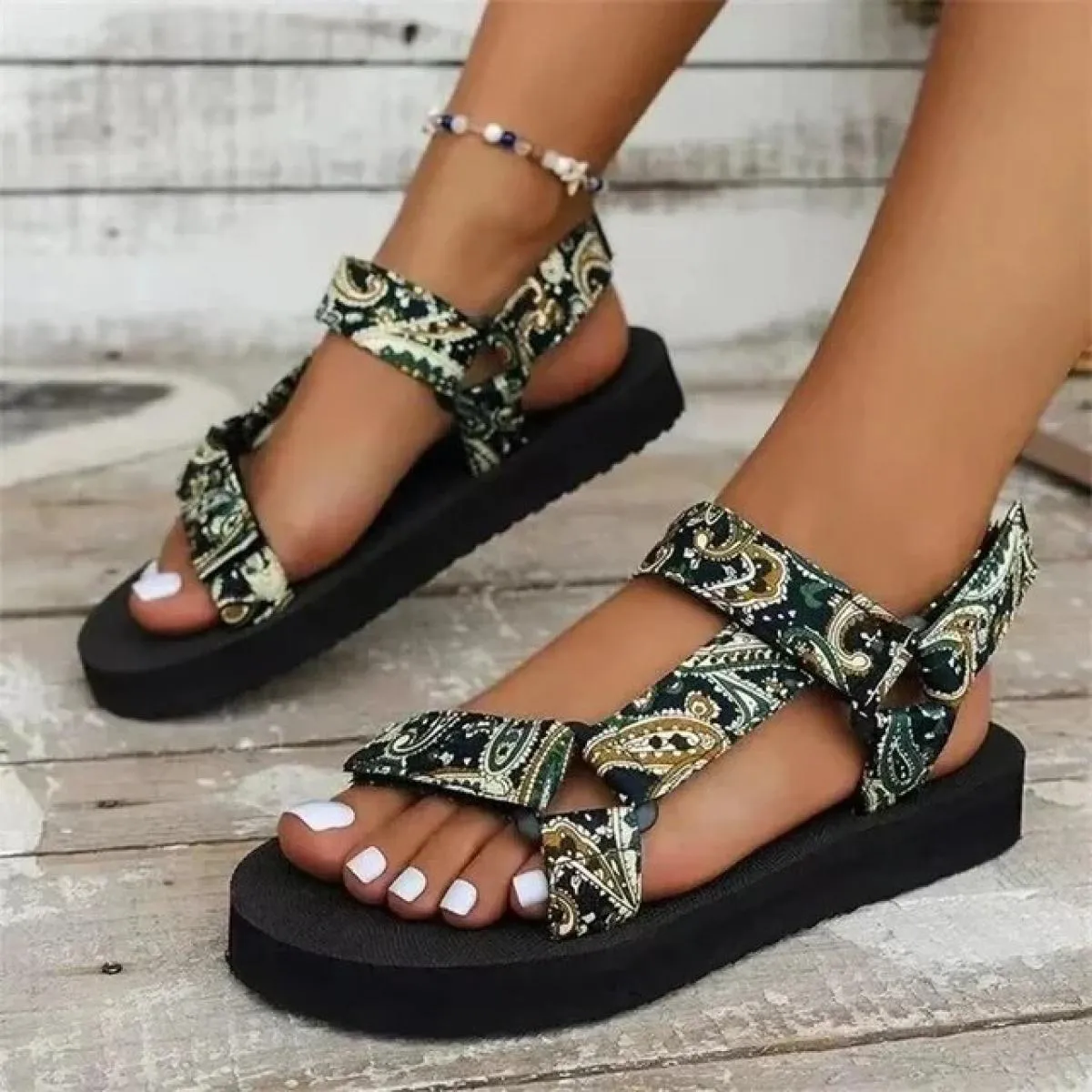 Scarpe da donna piatte estive Sandali da spiaggia con piede in corda di canapa Set da esterno Pantofole casual tutte abbinate Sa